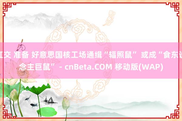 肛交 准备 好意思国核工场通缉“辐照鼠” 或成“食东说念主巨鼠” - cnBeta.COM 移动版(WAP)