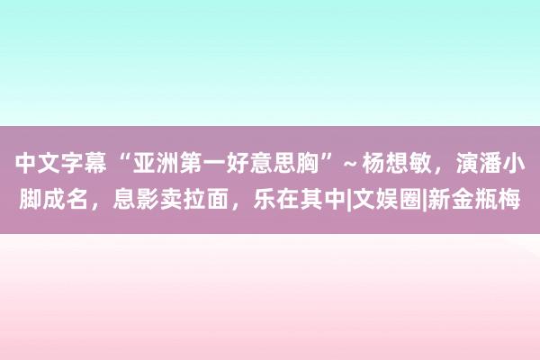 中文字幕 “亚洲第一好意思胸”～杨想敏，演潘小脚成名，息影卖拉面，乐在其中|文娱圈|新金瓶梅