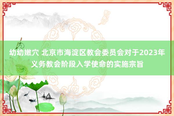 幼幼嫩穴 北京市海淀区教会委员会对于2023年义务教会阶段入学使命的实施宗旨