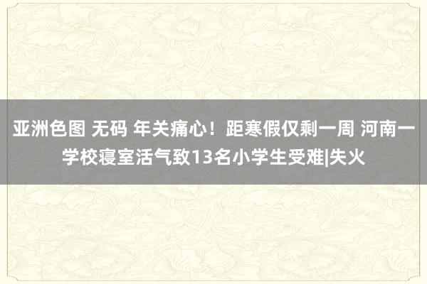 亚洲色图 无码 年关痛心！距寒假仅剩一周 河南一学校寝室活气致13名小学生受难|失火